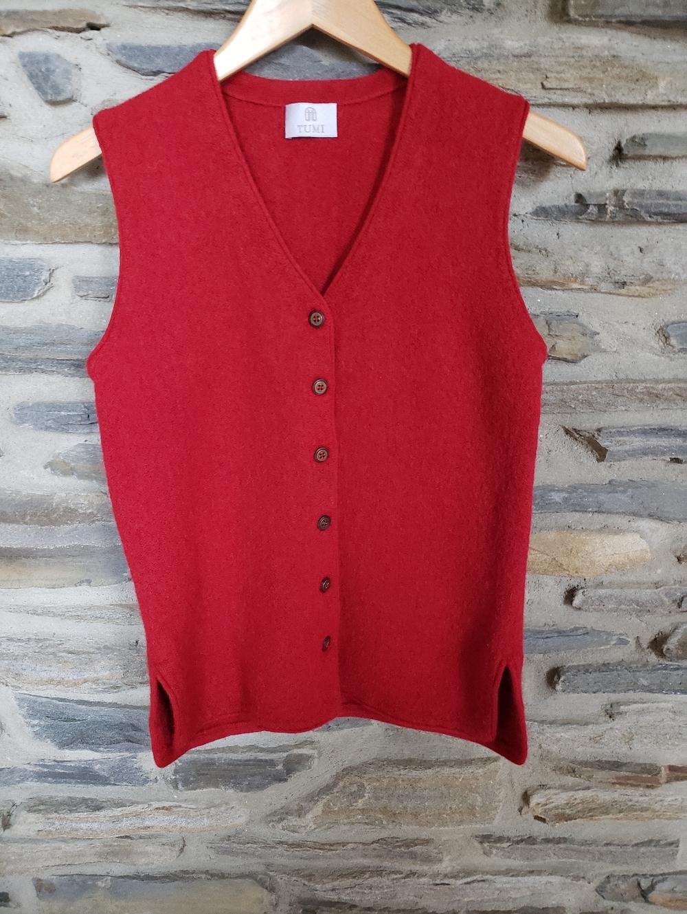 Tumi Red Wool Vest  Medium